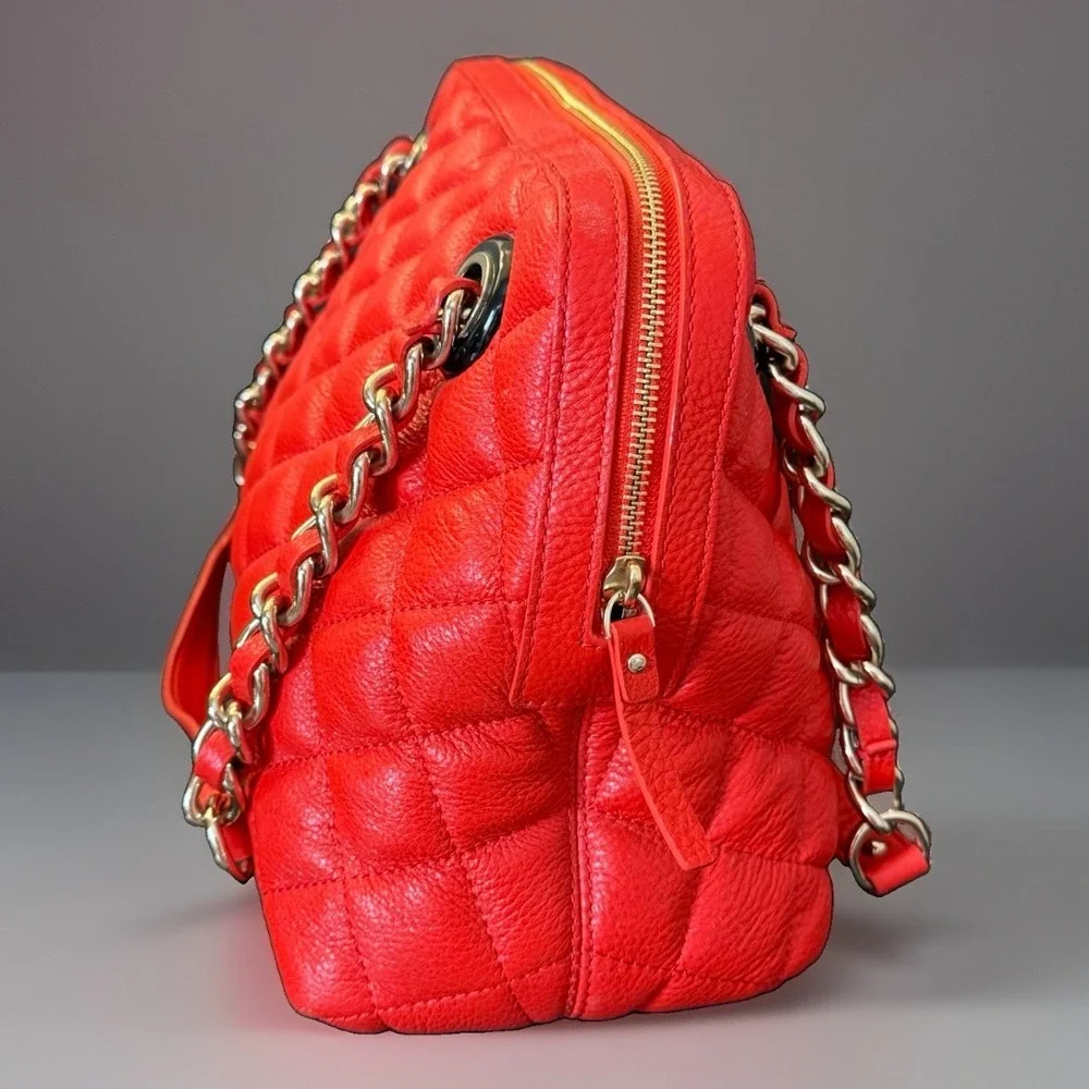 Kate Spade Gold Coast Georgina Quilted Leather Bag Maraschino Cherry Red EXC